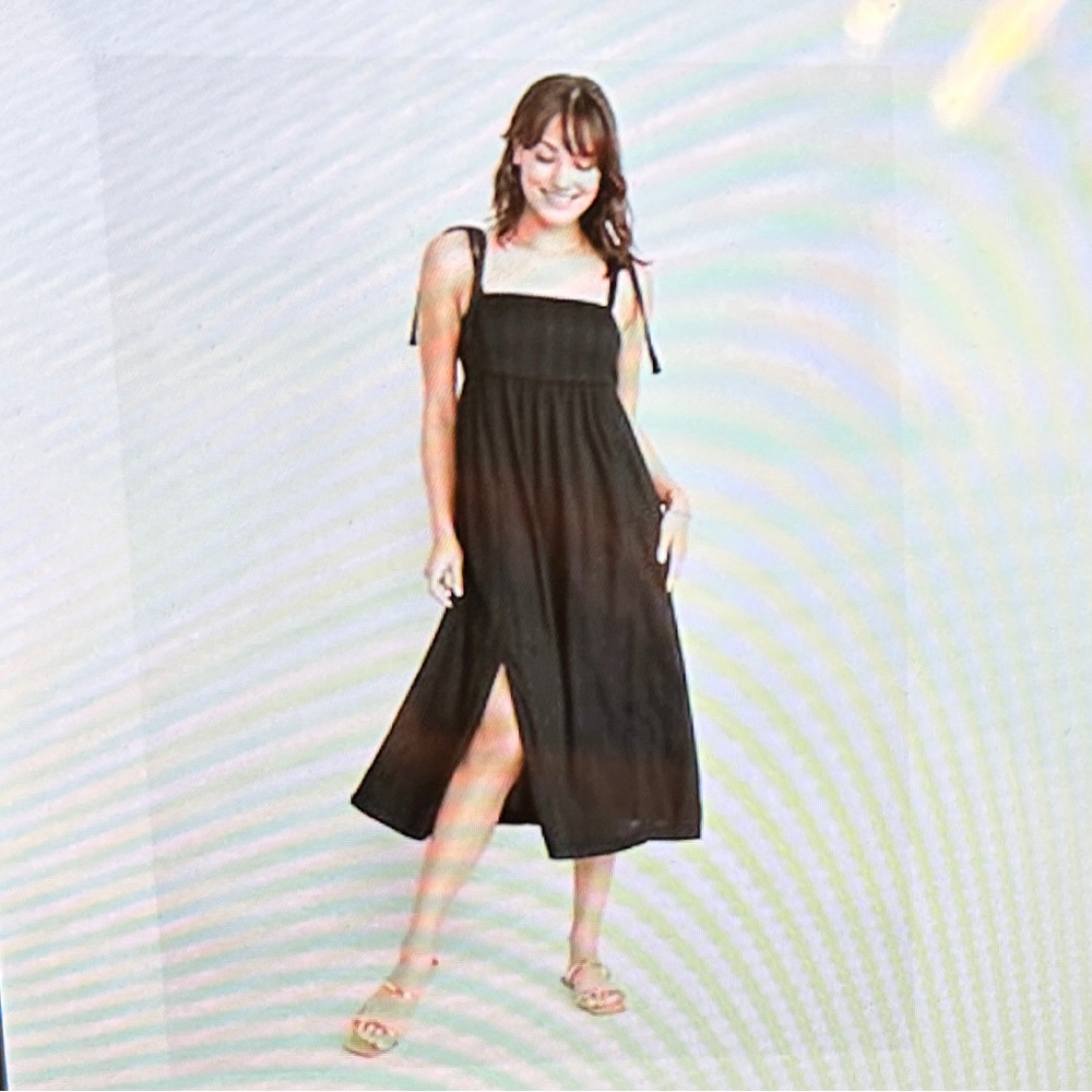 Old navy Tie-Shoulder Dobby Midi Babydoll Swing Dress